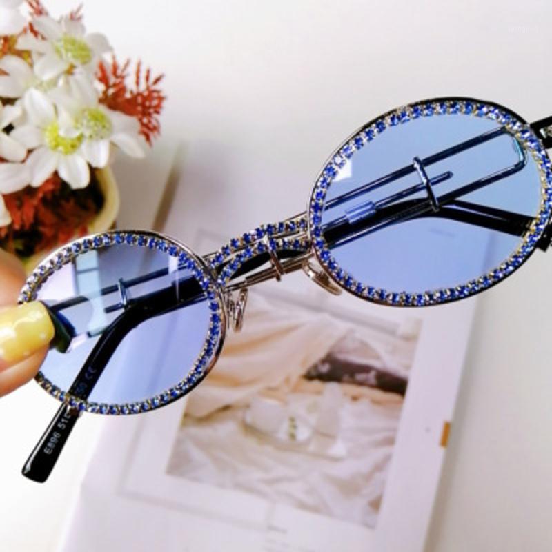 

Sunglasses Vintage Oval Women 2021 Brand Design Ocean Lens Metal Glasses Shining Rhinstone Sun Gafas De Sol1