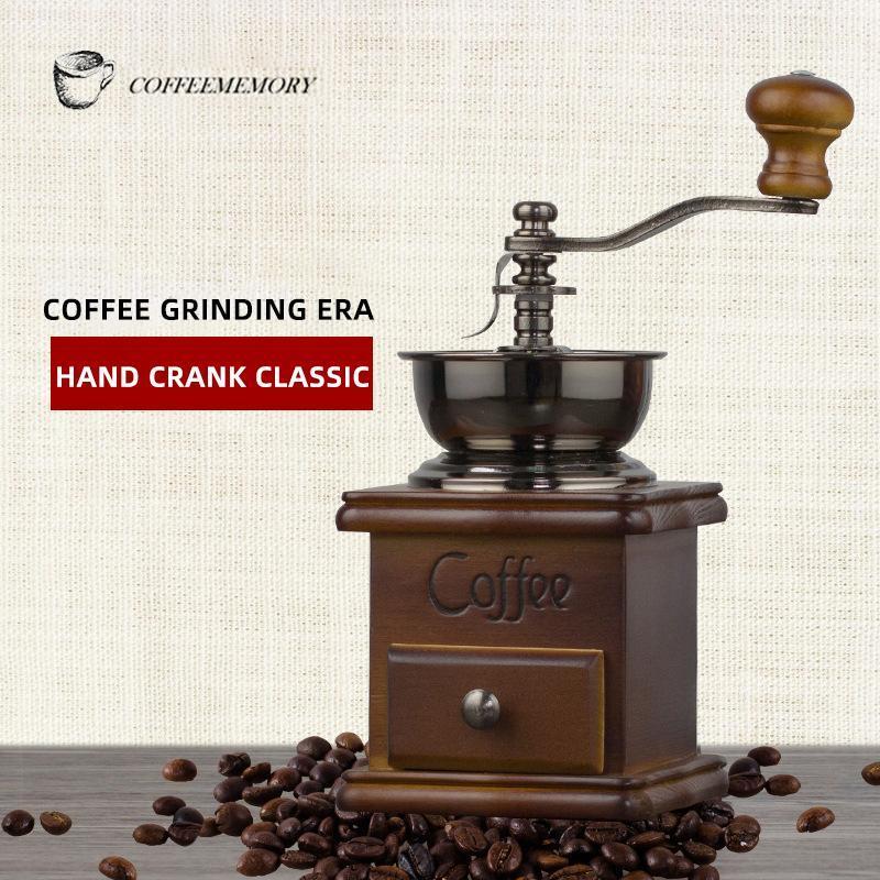 

Manual Coffee Grinder Classical Wooden Stainless Steel Retro Coffee Spice Mini Burr Mill Wheel Machine Kitchen Accessories1