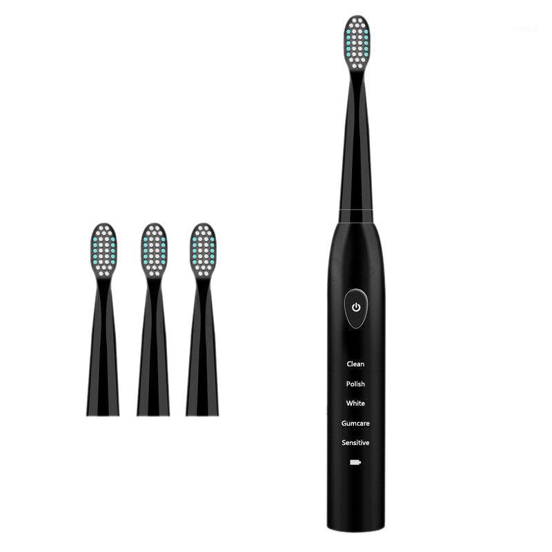 

5 Mode Sonic Rechargeable Electric Toothbrush 4x Brush Heads Waterproof Ipx7 Charging, Black (Normal Usb Charging)1