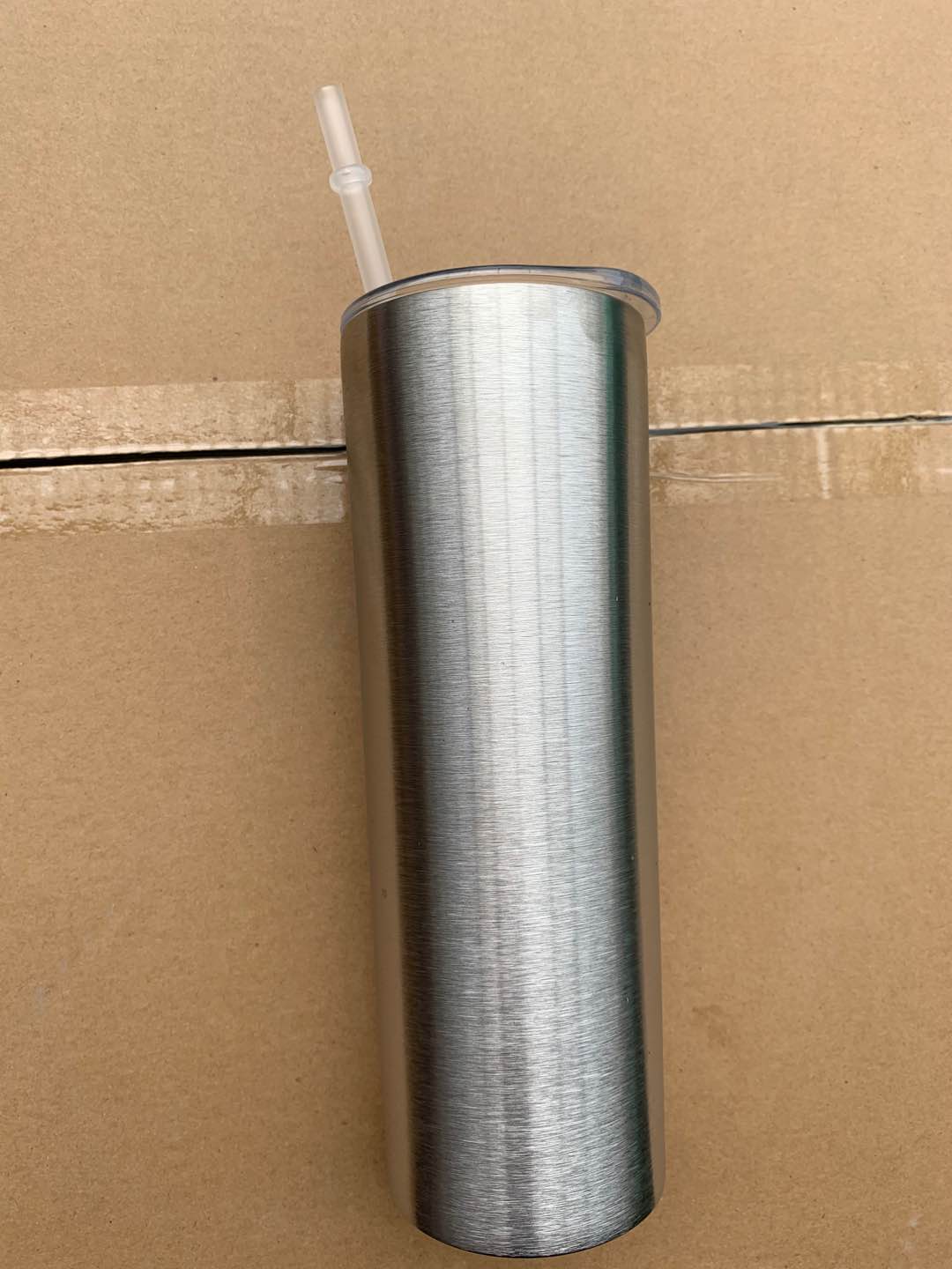 

20oz Sanded Skinny Cup Tapered Straight skinny Tumbler with lid straw 20oz Stainless steel drinking cup vacuum insulated water bottle Silver, White