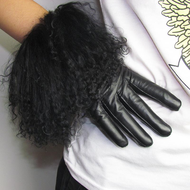 

Women Winter Gloves Real Mongolian Lamb Fur Glove Sheepskin Femal Black Wholesale Free Shipping Customize Fashion Wool