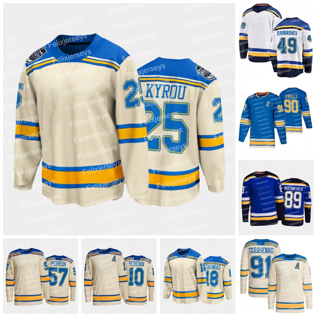 

25 Kyrou St. Blues Stanley Cup Jersey Vladimir Tarasenko Brayden Schenn David Perron Justin Faulk Ryan O'Reilly Torey Krug Colton Parayko Robert Thomas, Mens s-3xl