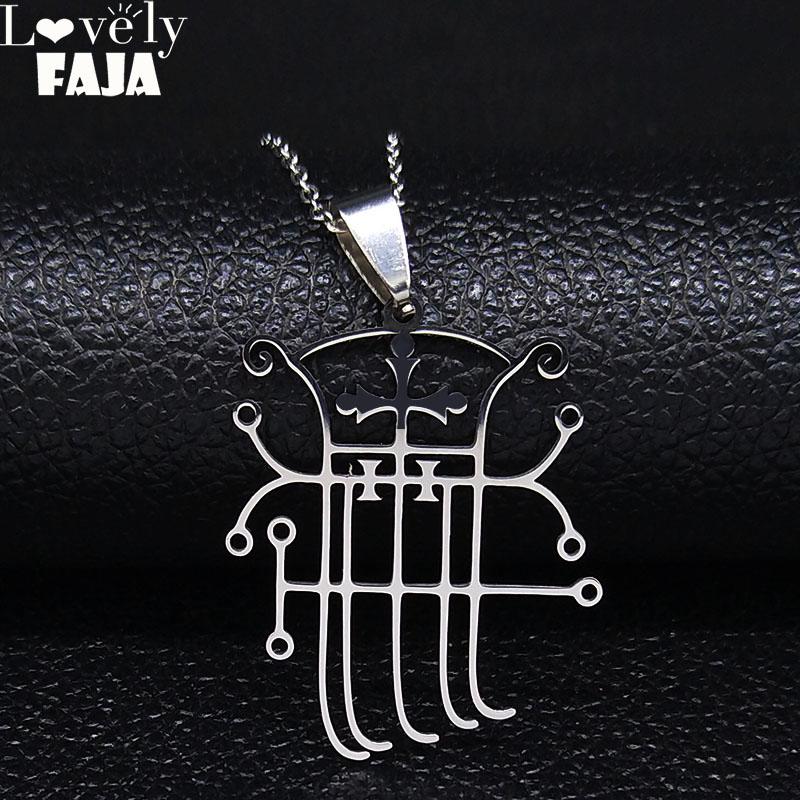 

Pendant Necklaces Satan Symbol Of The Demon Stainless Steel Chain Necklace Women/Men Silver Color Jewelry Acero Inoxidable Joyeria N3055