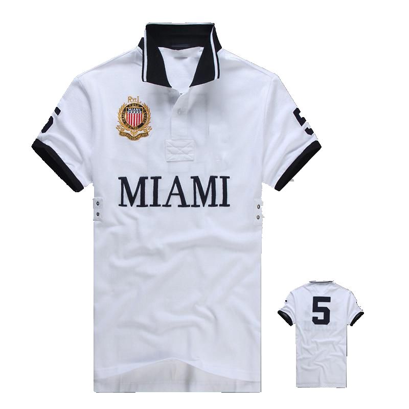 

Men' Polos Shirt Short Sleeve T shirt Brand Miami New York Chicago Los Angeles Dubai discounted, White