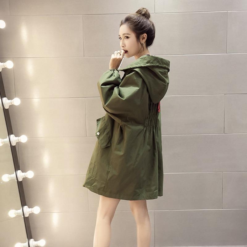 

2020 Women spring trench coat quality women clothing fashion casual brand windbreaker, Black