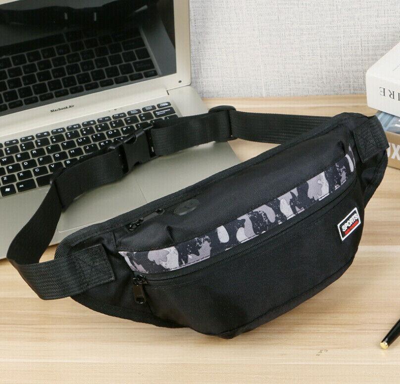 

2020 Travel Bum Bag Fanny Pack Waist Bag Zipped Casual Outdoor Sports Adjustable Shoulder Pouch Gym Satchel1, Black