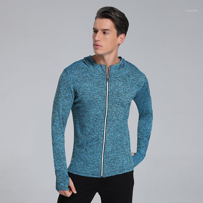 

New Style Thin Solid Quick Dry Jacket Men's Training Tights Breathable Reflective Zipper Running Clothes Long Sleeve Tops1, Black