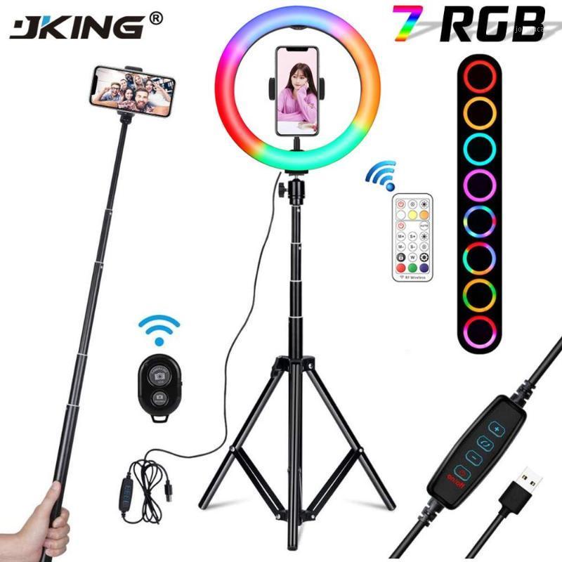 

10 Inch Rgb Video Light 7Colors Rgb Ring Lamp For Phone With Remote Camera Studio Large Light Led 48" Stand 160Cm For Youtuber1