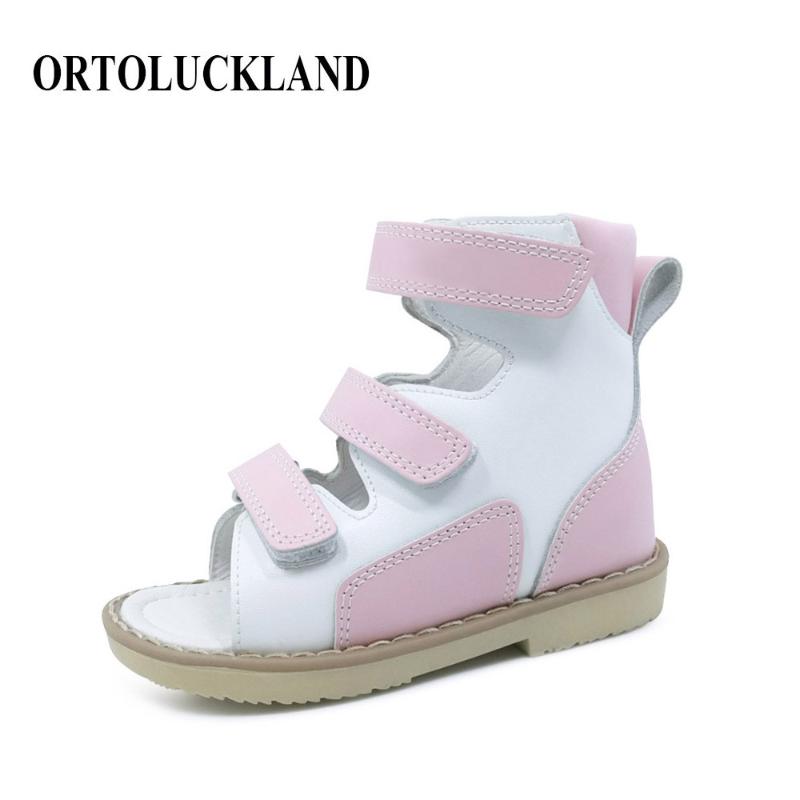 

Simple Baby Girls Princess Pink Sandals Orthopedic Shoes Kids Ankle Orthopedic Summer Shoes With Hoop And Loop Design, As pic