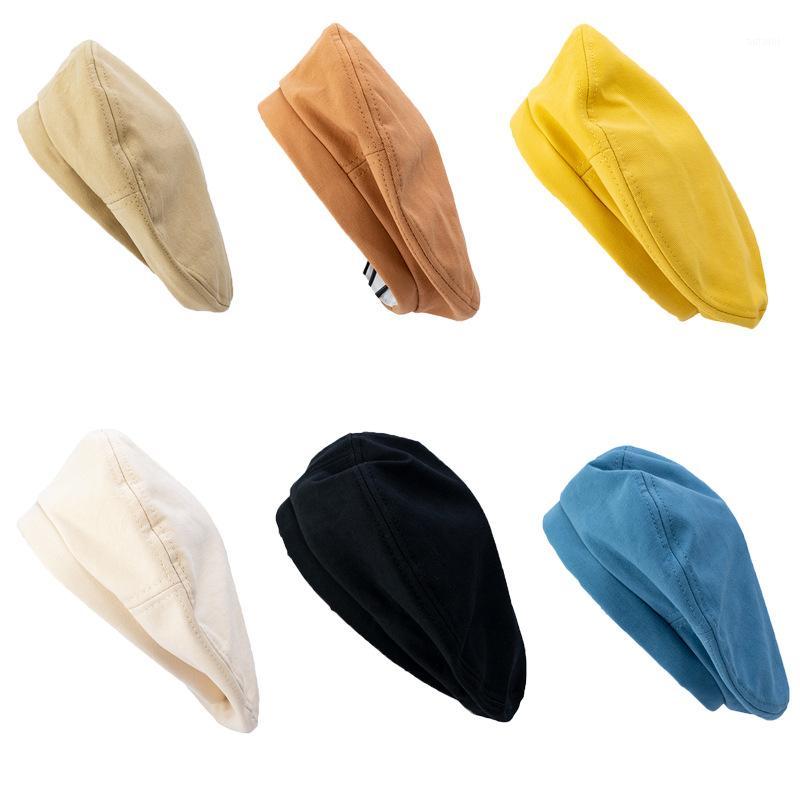 

Beret Hats For Women Hat Cotton Solid Color Fashion Retro Thin Painter Cap Hat Female Gorras Vintage Flat Women1, Black