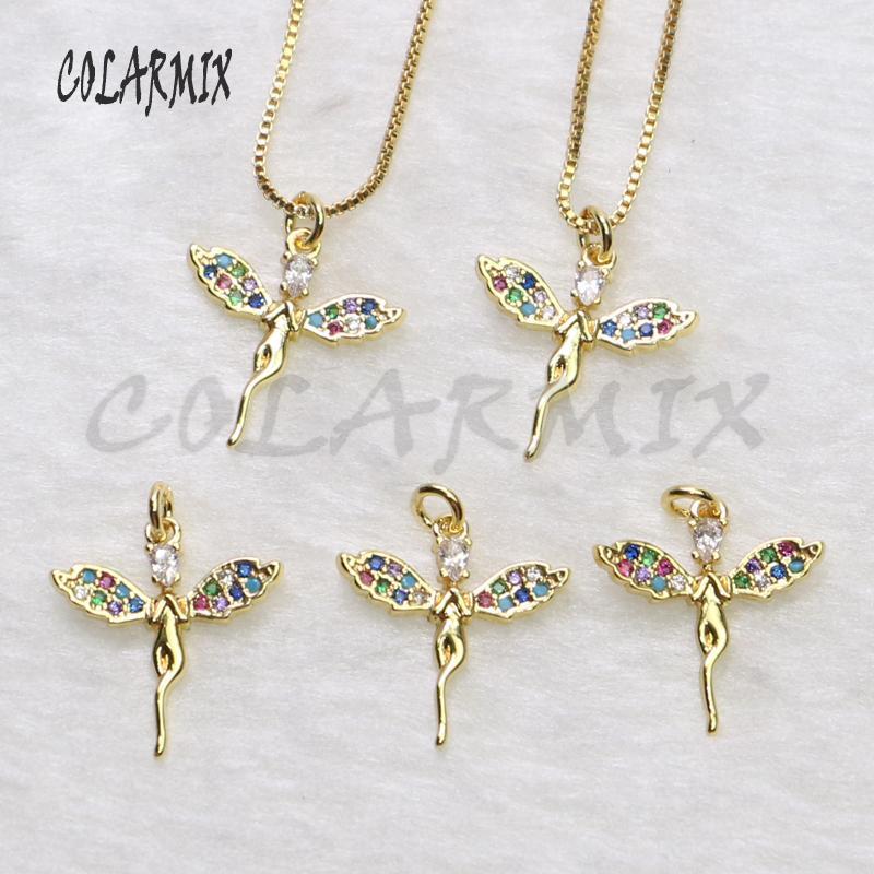

12 Pcs dragonfly zircon pendant necklace wholesale Jewelry Gold color fashion necklace for jewelry gift for lady 54581