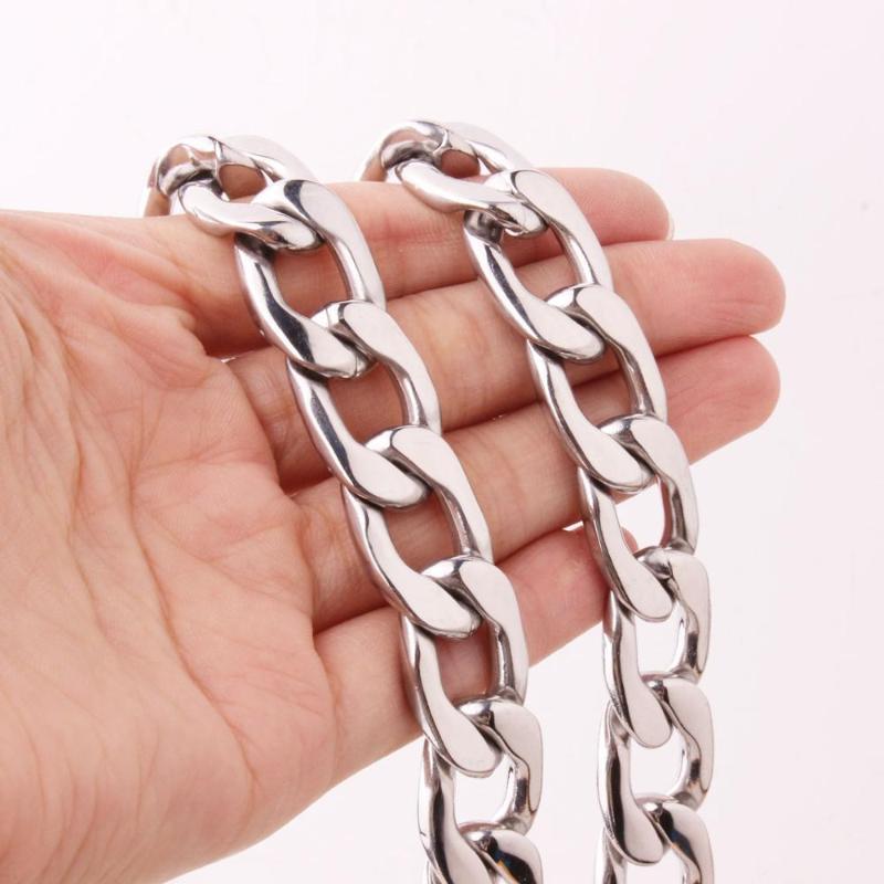 

15mm Fashion Flat Stainless Steel Men's Necklace Bracelet Gold Silver Color Collar Choker Mechanical Punk Style Male Boy Gift1