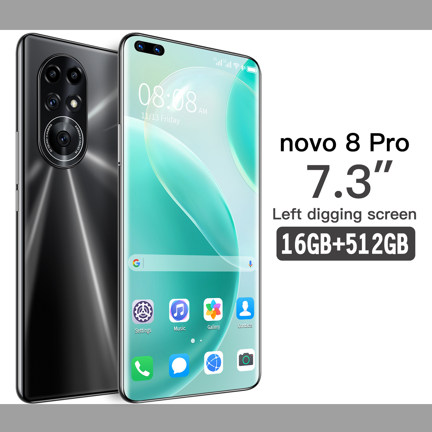 Novo8 Pro Cellphone Dual SIM Camera 5G 4G Cell Mobile Smart Phone Face Unlock Original Global Android Phones Smartphone 7.3inch-image-754970216