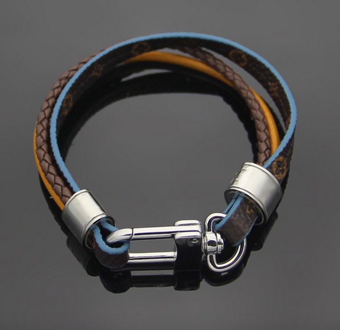 

HOT Fine Jewelry Woven genuine Leather Bracelet Clasp Bead Fits Charms Bracelet Men Stainless Steel Vachette unique woven Jewelry, Golden;silver