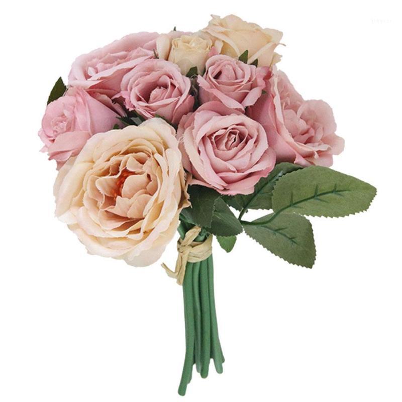 

SOLEDI 5 Color Romantic Artificial Flower Hand Bouquets Wedding Decoration Festive Fashion Fake Ranunculus Livingroom1, Green