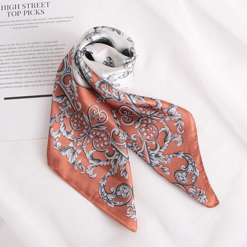 

Fashion Women Silk Scarf For Hair Small Shawl Floral Print Kerchief Satin Head Scarves Female 70cm Square Neck Scarfs For Ladies1