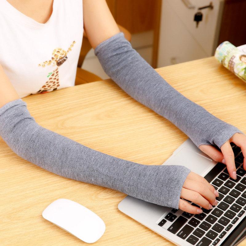 

Five Fingers Gloves 2021 Women Girl Winter Spring Autumn Wrist Arm Sleeve Hand Warmers Knitted Long Fingerless Soft Elbow Mittens