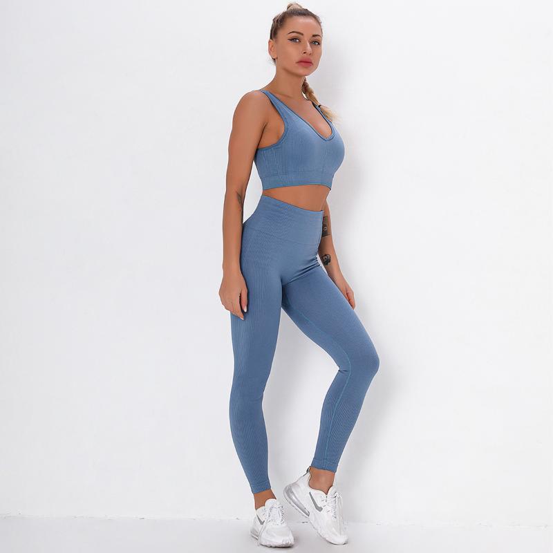 

Women' Seamless Yoga Set Fitness Clothing Sports Bra High Waist Workout Leggings Gym Suit Sportswear Running Female, As picture