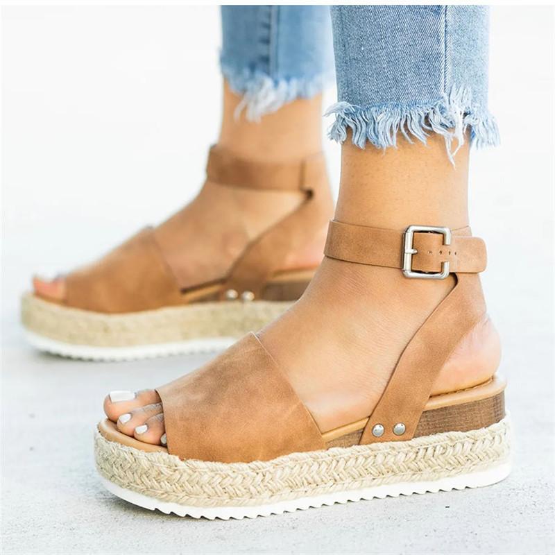 

Summer Shoes Platform Sandals Women Peep Toe High Wedges Heels Ankle Buckles Sandalia Espadrilles Gladiator Female Sandals 2021