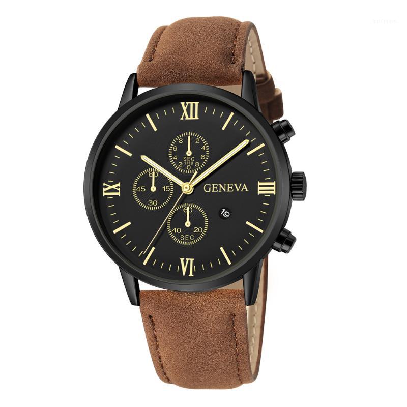 

Geneva Rhinestone Fashion Geneva Men Date Alloy Case Synthetic Leather Analog Quartz Sport Watch Relogio Masculino Saat Gift1
