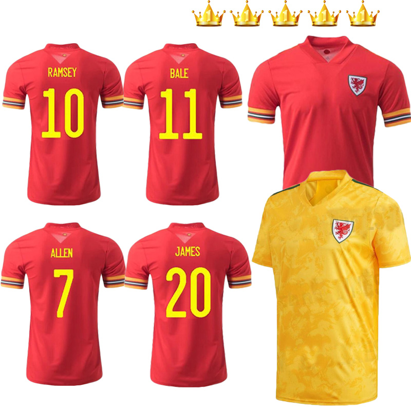 

2020 2021 Wales soccer jersey 20 21 BALE ALLEN James Ben Davies Wilson camisetas home RED away maillot jerseys kits football shirts, Adult home