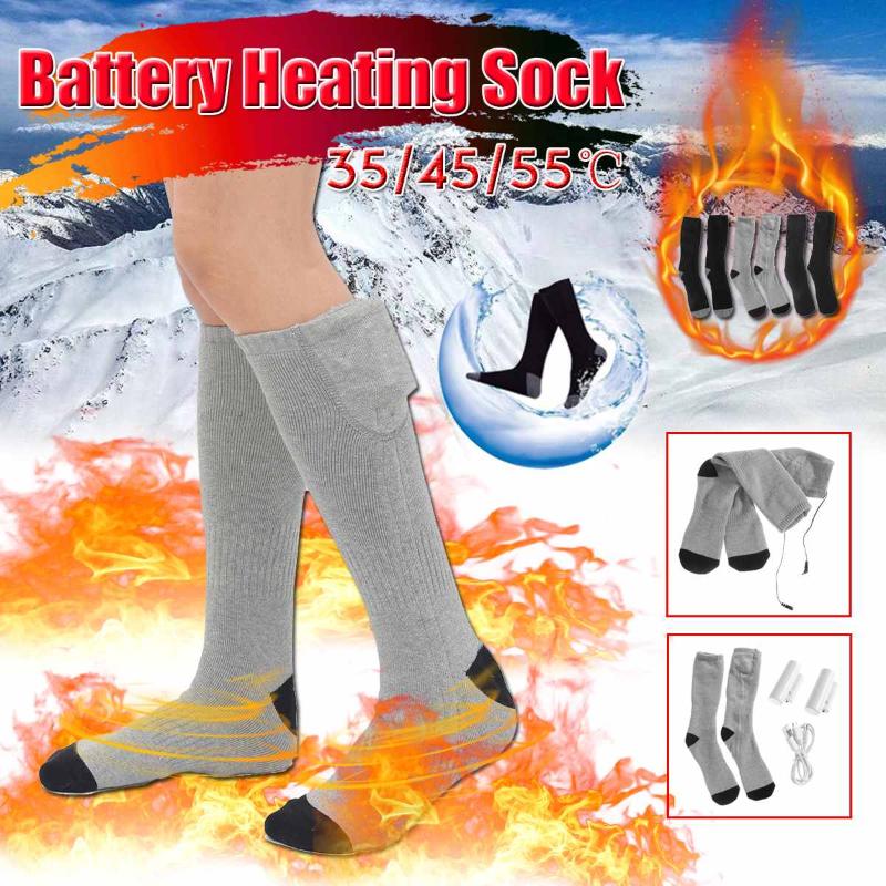 

2 Lithium Battery+3adjust Warmer Socks Cotton Heated Socks Outdoor Winter Skiing Bicycle Foot Warmer Electric Sport Warm Sock, Grey