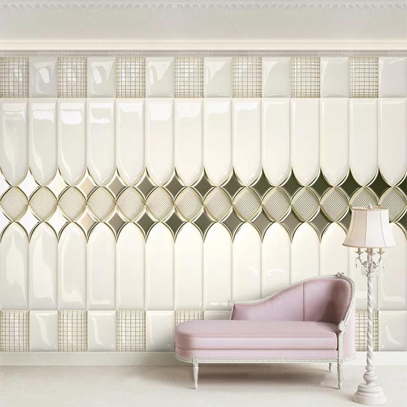 

European Style 3D Golden Rhombus Lattice Wallpaper Living Room Bedroom Luxury Home Decor Wall Cloth Waterproof Silk 3D Art Mural, As pic