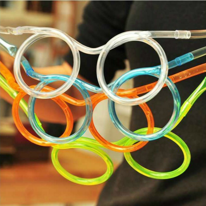 

1pcs Funny Soft Plastic Glasses Straw Unique Flexible Drinking Tube Kids Party Bar Accessories Beer Colorful Homebrew Kawaii