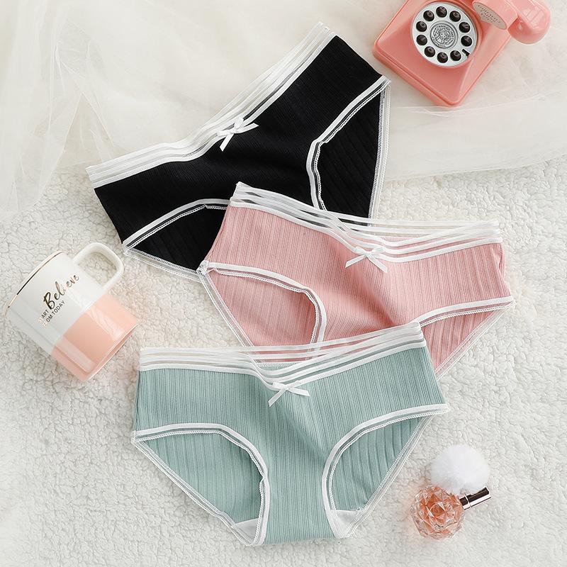 

Sexy Lingerie Student Underpants Women Cotton Panties Girls Briefs Striped Panty Female Bottoms Underwear, Green