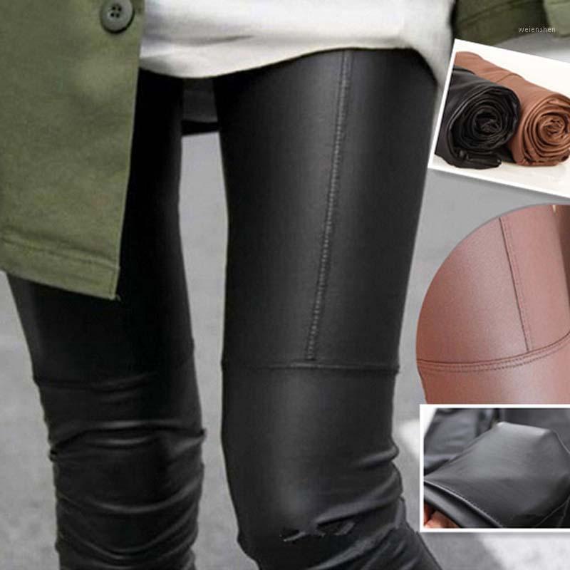 

2020 Autumn Winter Faux Leather Leggings For Women Lady Leggins Pants New Sexy Hips Push Up Women Yoga Pants Sport1, Khaki