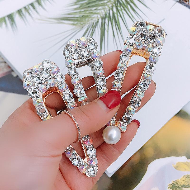 

QCOOLJLY Women Crystal Rhinestones Hairpins Geometric Rectangle Waterdrop Imitiation Pearl Hair Clips Hair Accessories1