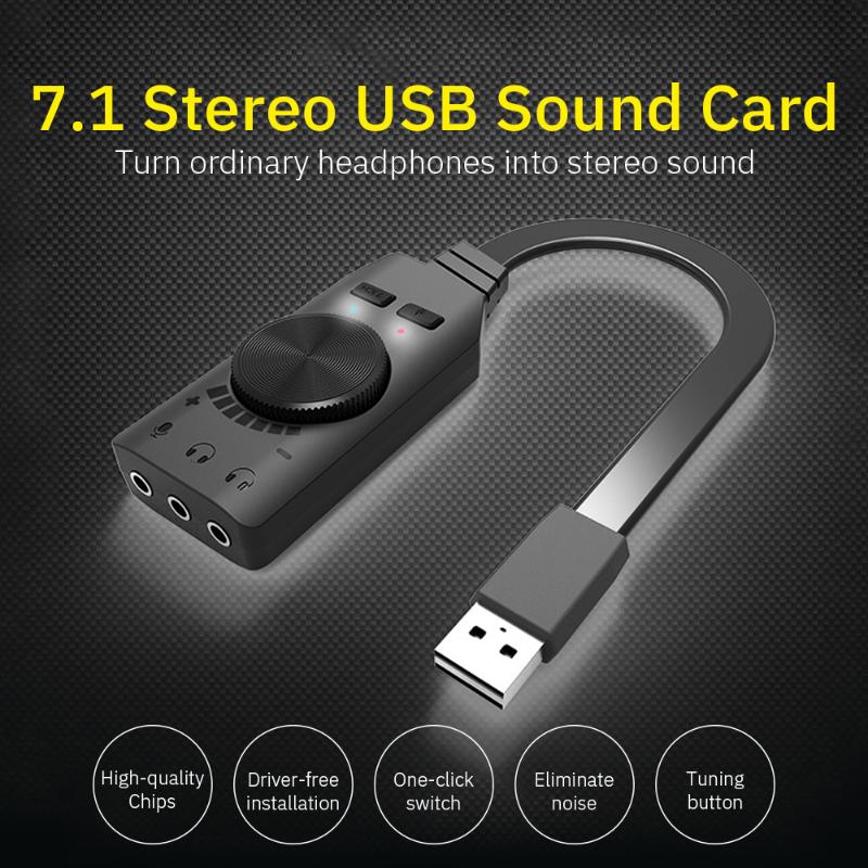 

Profession 7.1 Channel External Sound Card for Computer Audio Interface Microphone USB Sound Card for Gaming Headset Gamer