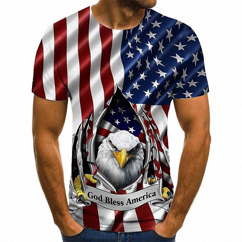 Men's Unisex Tee T shirt Shirt 3D Print Graphic Prints Eagle Flag Plus Size Round Neck Casual Daily Print Short Sleeve Tops Basic Fashion De