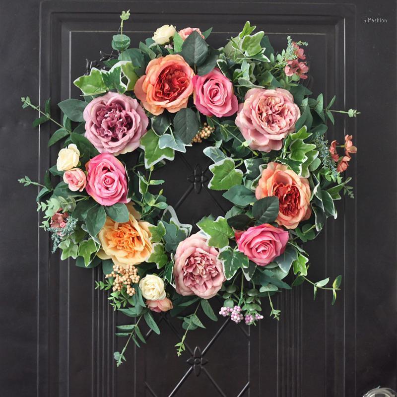 

Wedding Decoration Rattan Wreath Metal Hoop Wreath Decor Floral Hoop Christmas Easter Decor for Home Hanging Artificial Flower1