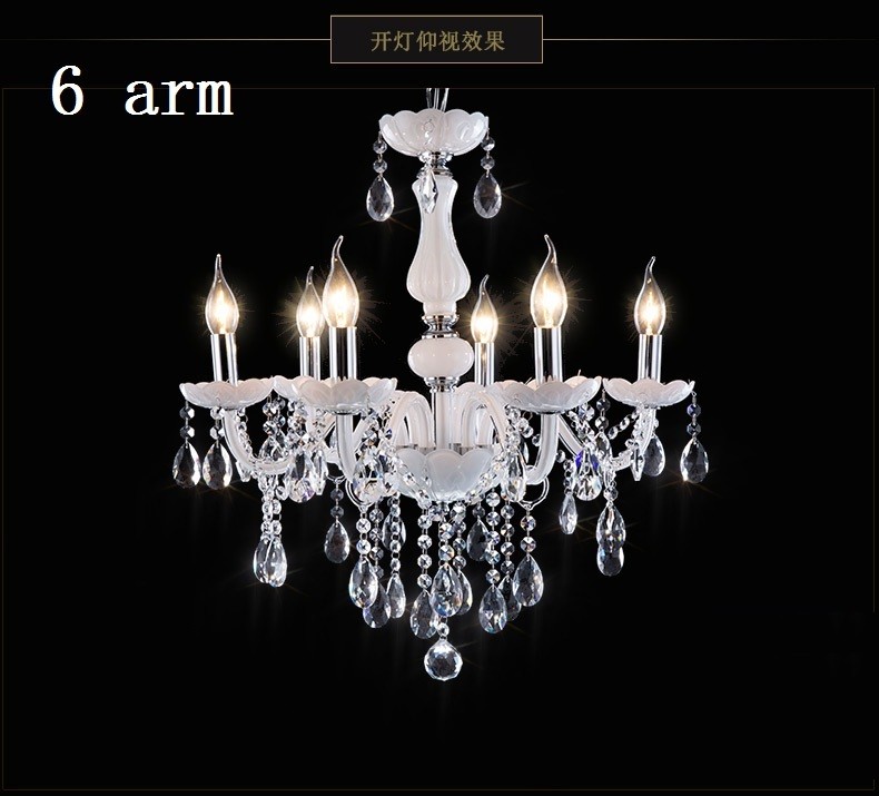 

3/6/8/10/12/15/18 Arm Lights white LED crystal chandelier Living room light Vintage E14