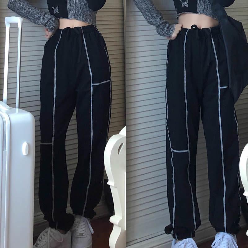 

Fashion Hip Hop Pants Women Korean Black Loose High Waist Harem Pants Ankle Banded 2021 Fall Sweat Women Trousers