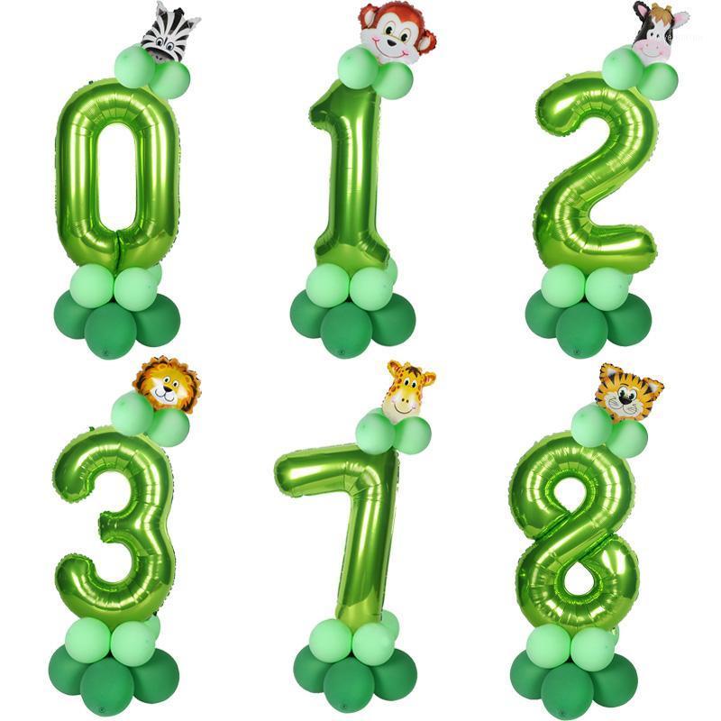 

Foil Number Balloon With Animal Head Air Green Balloon Safari Jungle Party Decor For Home Wild One Birthday Party Decor Globos1