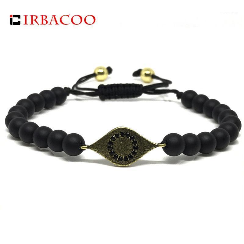 

IRBACOO 2020 New Fashion Men Bracelet Vintage Gold Evil Eyes With Matte Stone For Men Women Braided Macrame Bracelets Jewelry1