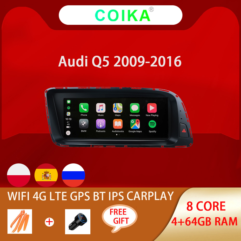 

8 Core Android 10.0 System Car DVD Player Head Unit IPS Screen For Audi Q5 2009-2016 Google WIFI 4G LTE BT Carplay 4+64G RAM GPS Navi Radio
