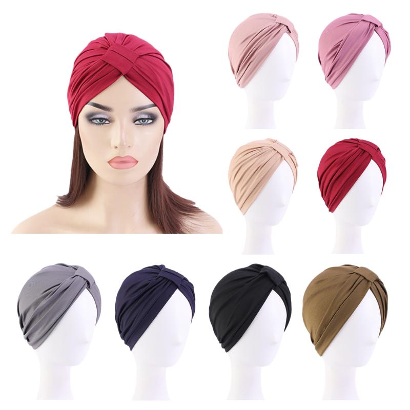 

Beanie/Skull Caps 2021 Women Muslim Headscarf Hat Solid Modal Bonnet Turban Thin Summer Elastic Head Wrap Hats Inner For Lady, 01 black