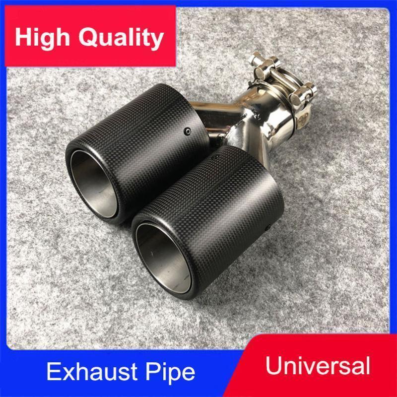 

Motorcycle Exhaust System 1 Pcs Universal Y Style Double Matte Carbon Fiber Pipe Muffler Stainless Steel Tail Tip1