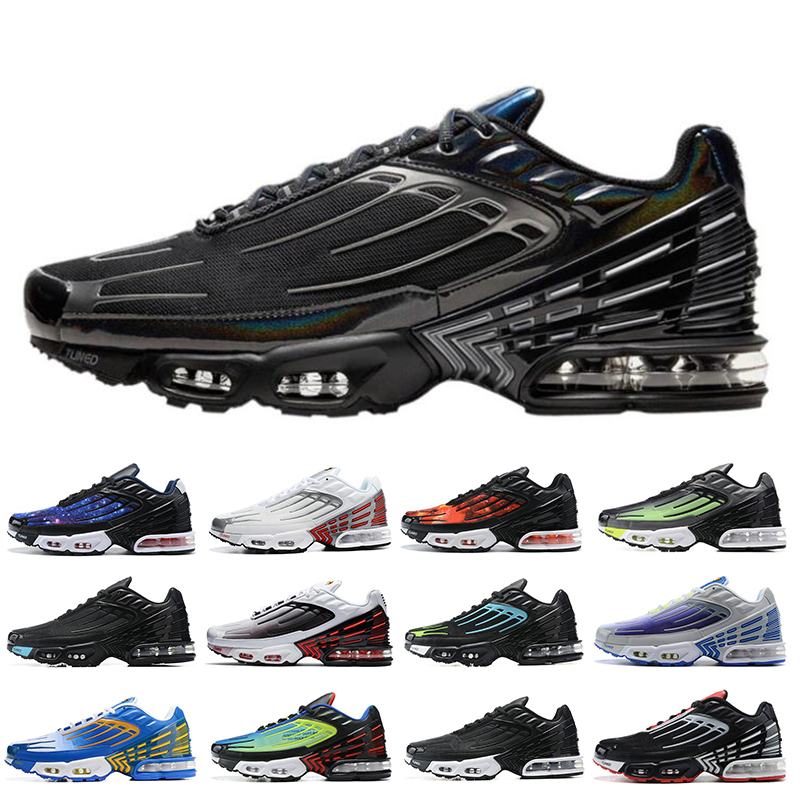 

Hot Running Shoes Tn Plus 3 Men chaussures III Triple Red White Black Iridescent Hyper Blue Mens Womens Trainers Sneakers Sports 36-45, Black with blue 39-45