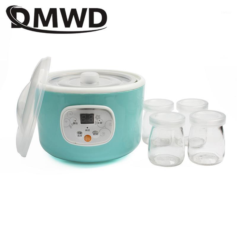 

DMWD Automatic Electric Yogurt Maker Multifunction Stainless Steel Leben Container Natto Rice Wine Machine Four Yoghurt Cups 1L1