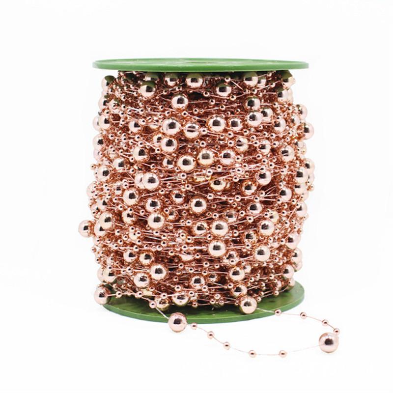 

10M Rose gold Solid color Fishing Line Artificial Pearls Beads Chain Garland Flower for Wedding Bridal Bouquet Flower Decoration