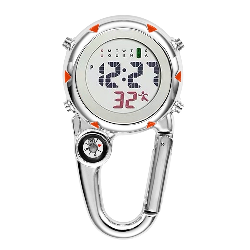 

Digital Carabiner Clip Sport Hook Clock Hospital Gift Electronic Luminous Multi-function FOB Nurse Watch Outdoor Sport Watch LJ201211, Orange