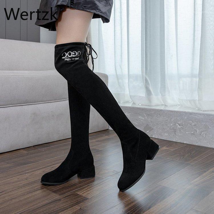 

Thigh High Boots Female Winter Boots Women Over the Knee Flat Stretch Sexy Fashion Shoes zapatos de mujer 20201, Black 1