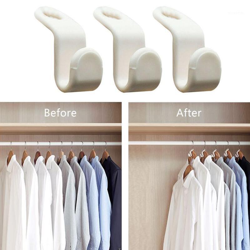 

6pcs/set Closet Hanger Wonder Space Saver Magic Extension Multi-function Hook Strong Clothing Wardrobe White Pp Hooks Rack1