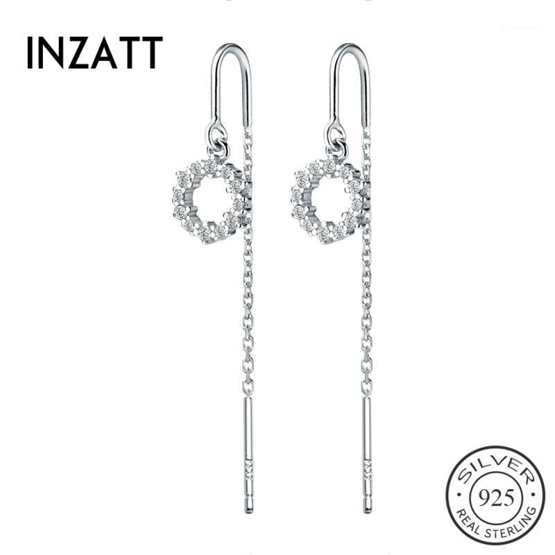 

INZAReal 925 Sterling Silver BOhemia Drop Earrings Geometric Round Elegant Short Tassel Earrings For Women Fine Jewelry1