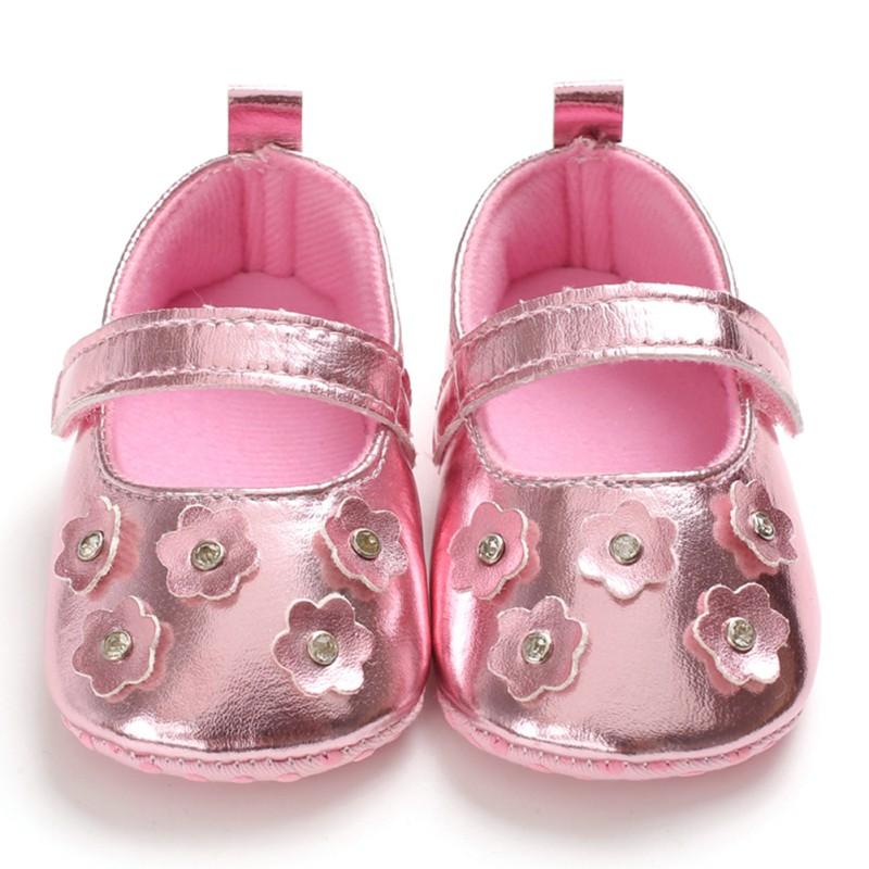 

Baby Girl Flower Design Anti-Slip Casual Sneakers Solid Toddler Soft Soled Walking Shoes -18M