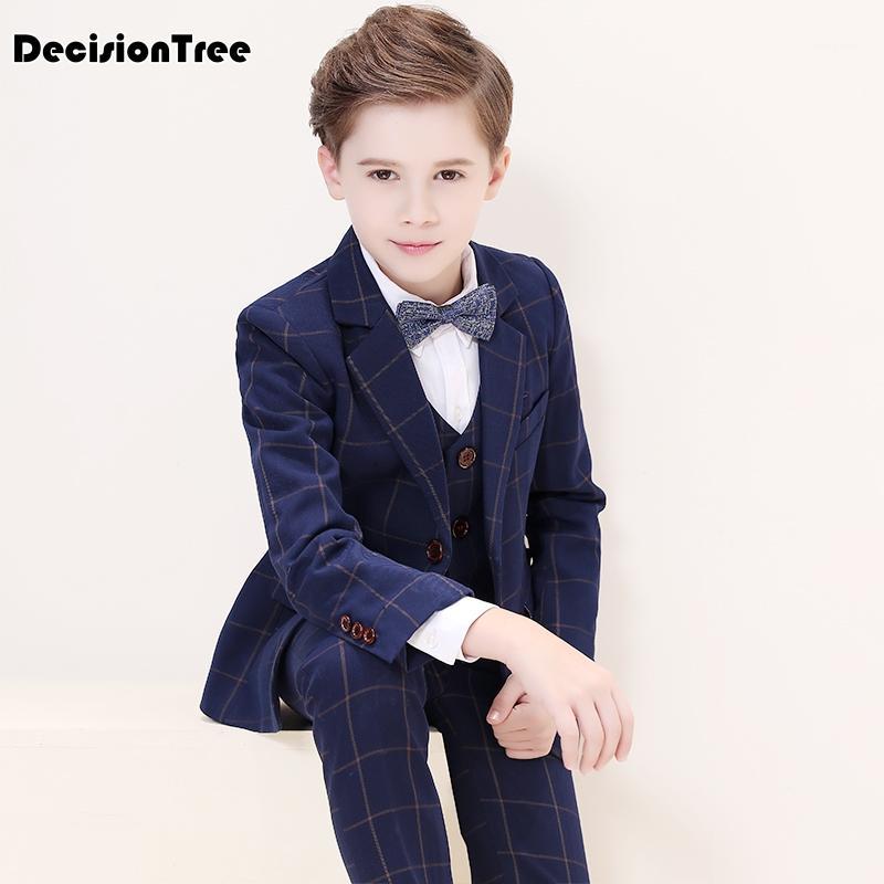 

2020 new flower boys formal suits for weddings boys plaid blazer vest pants tuxedo kids gentleman party clothing sets1, Color6